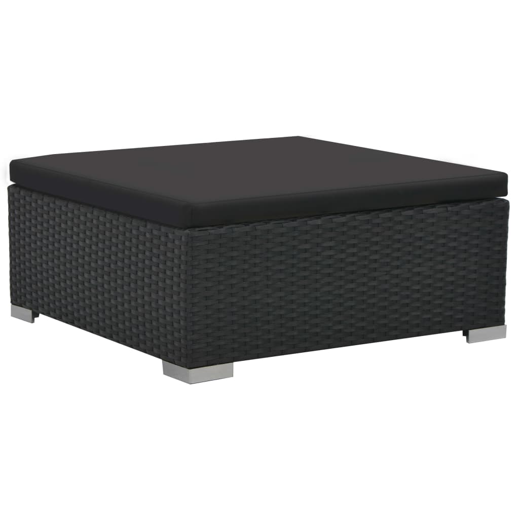 Set muebles de jardín 6 piezas y cojines ratán sintético negro