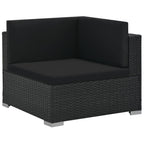 Set muebles de jardín 6 piezas y cojines ratán sintético negro