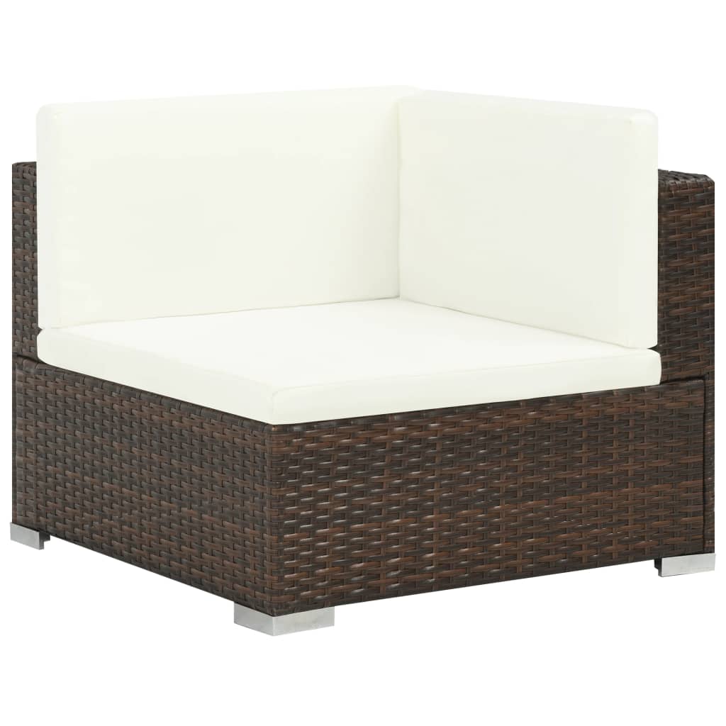 Set muebles de jardín 7 piezas y cojines ratán sintético marrón