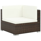 Set muebles de jardín 7 piezas y cojines ratán sintético marrón
