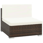 Set muebles de jardín 7 piezas y cojines ratán sintético marrón