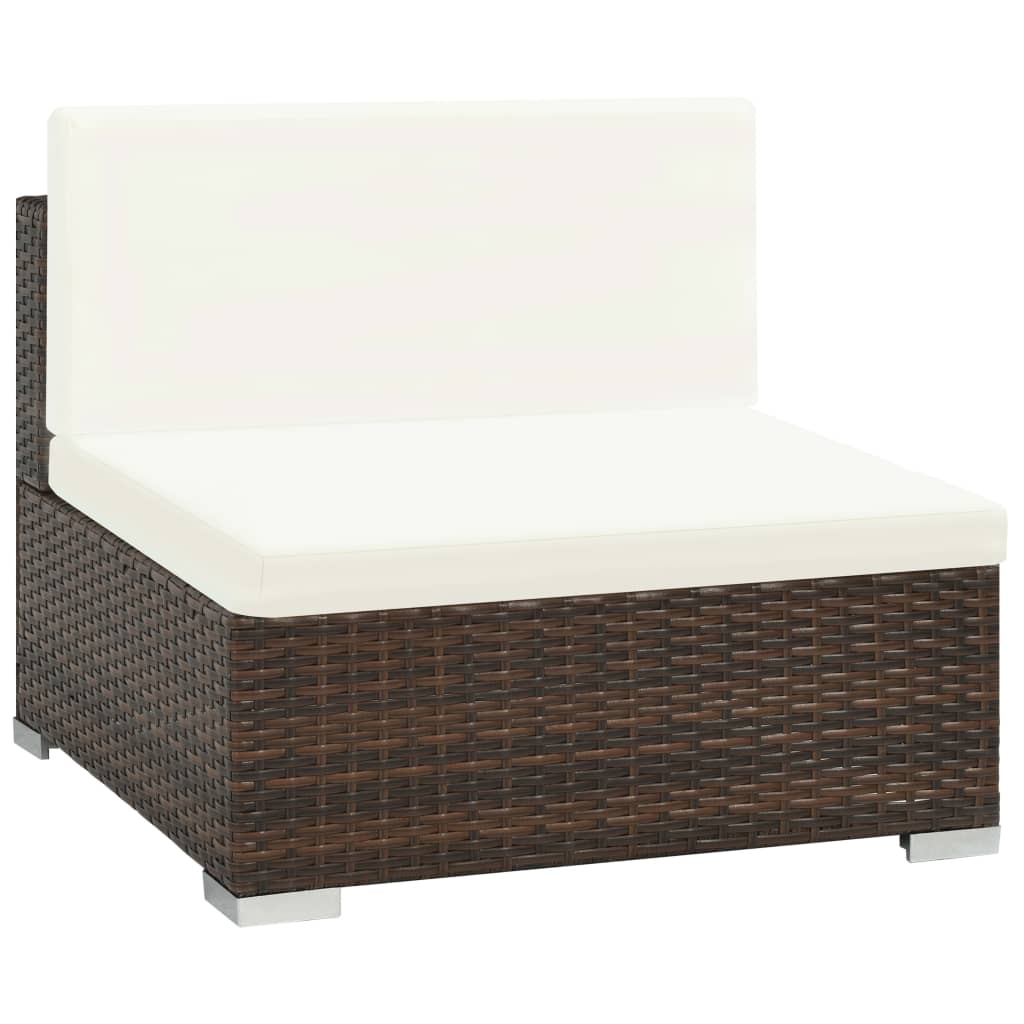 Set muebles de jardín 7 piezas y cojines ratán sintético marrón