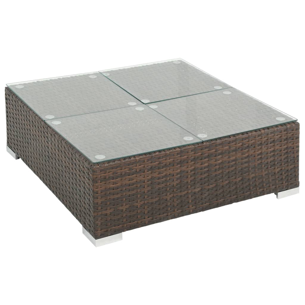 Set muebles de jardín 7 piezas y cojines ratán sintético marrón