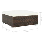 Set muebles de jardín 7 piezas y cojines ratán sintético marrón