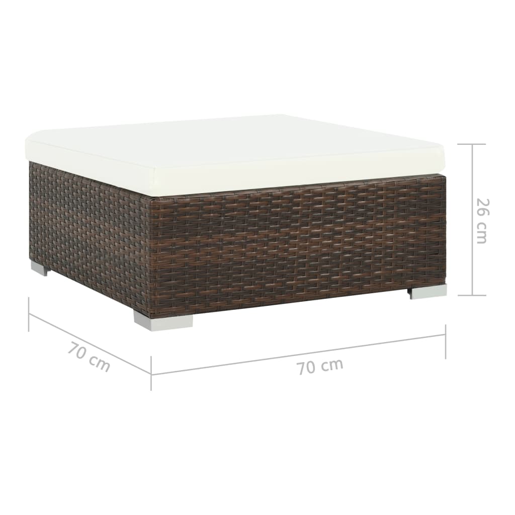 Set muebles de jardín 7 piezas y cojines ratán sintético marrón