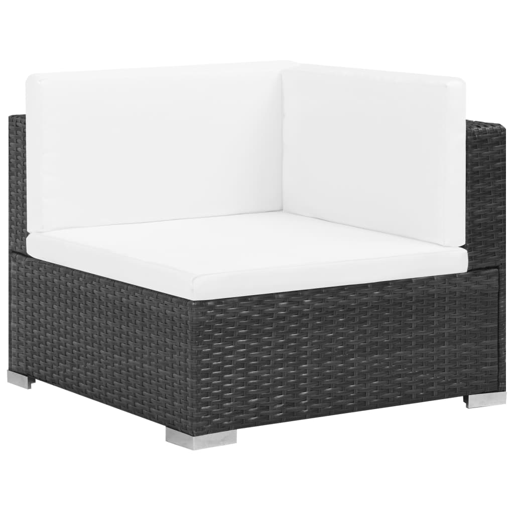 Set muebles de jardín 6 piezas y cojines ratán sintético negro