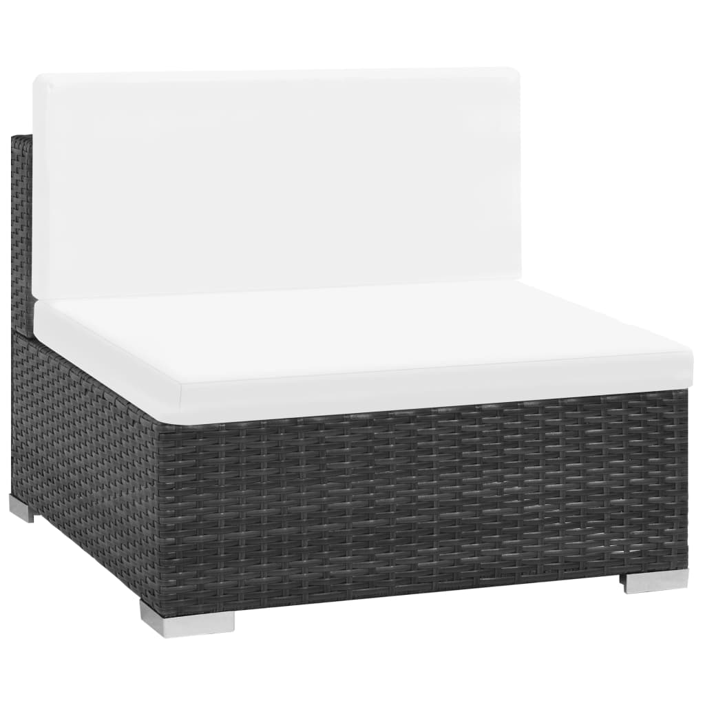 Set muebles de jardín 6 piezas y cojines ratán sintético negro