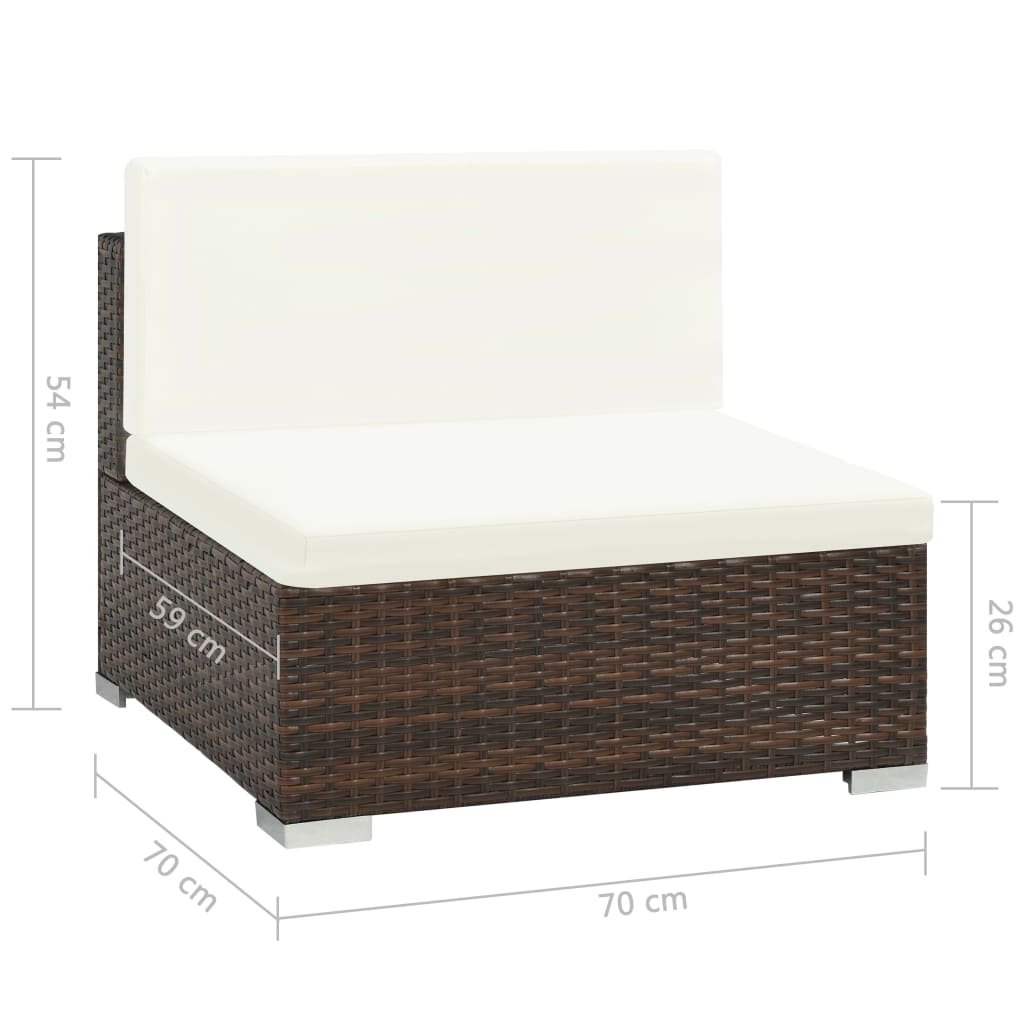 Set muebles de jardín 6 piezas y cojines ratán sintético marrón