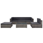 Set de muebles de jardín 6 pzas y cojines ratán sintético gris