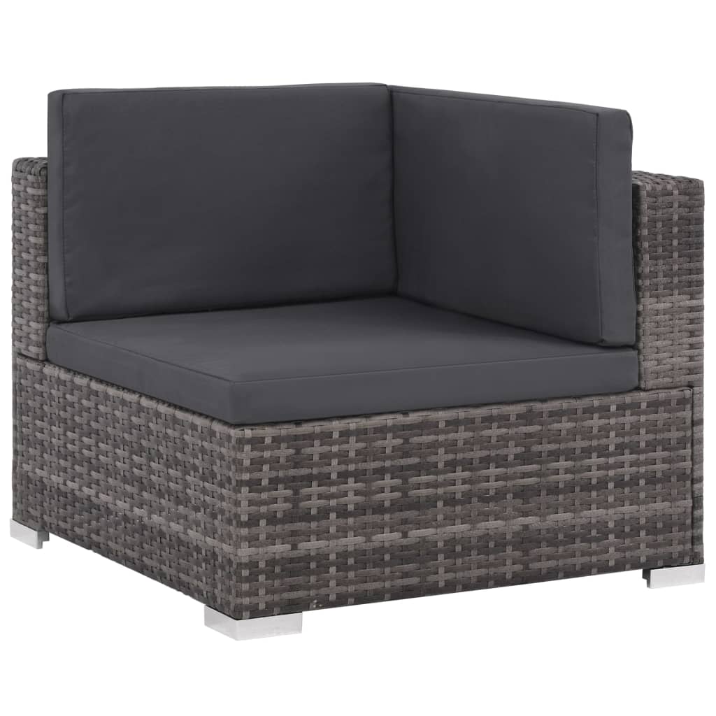 Set de muebles de jardín 6 pzas y cojines ratán sintético gris