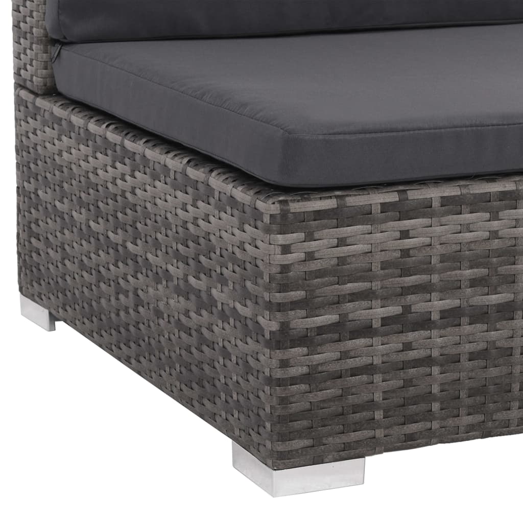 Set de muebles de jardín 6 pzas y cojines ratán sintético gris