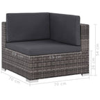 Set de muebles de jardín 6 pzas y cojines ratán sintético gris