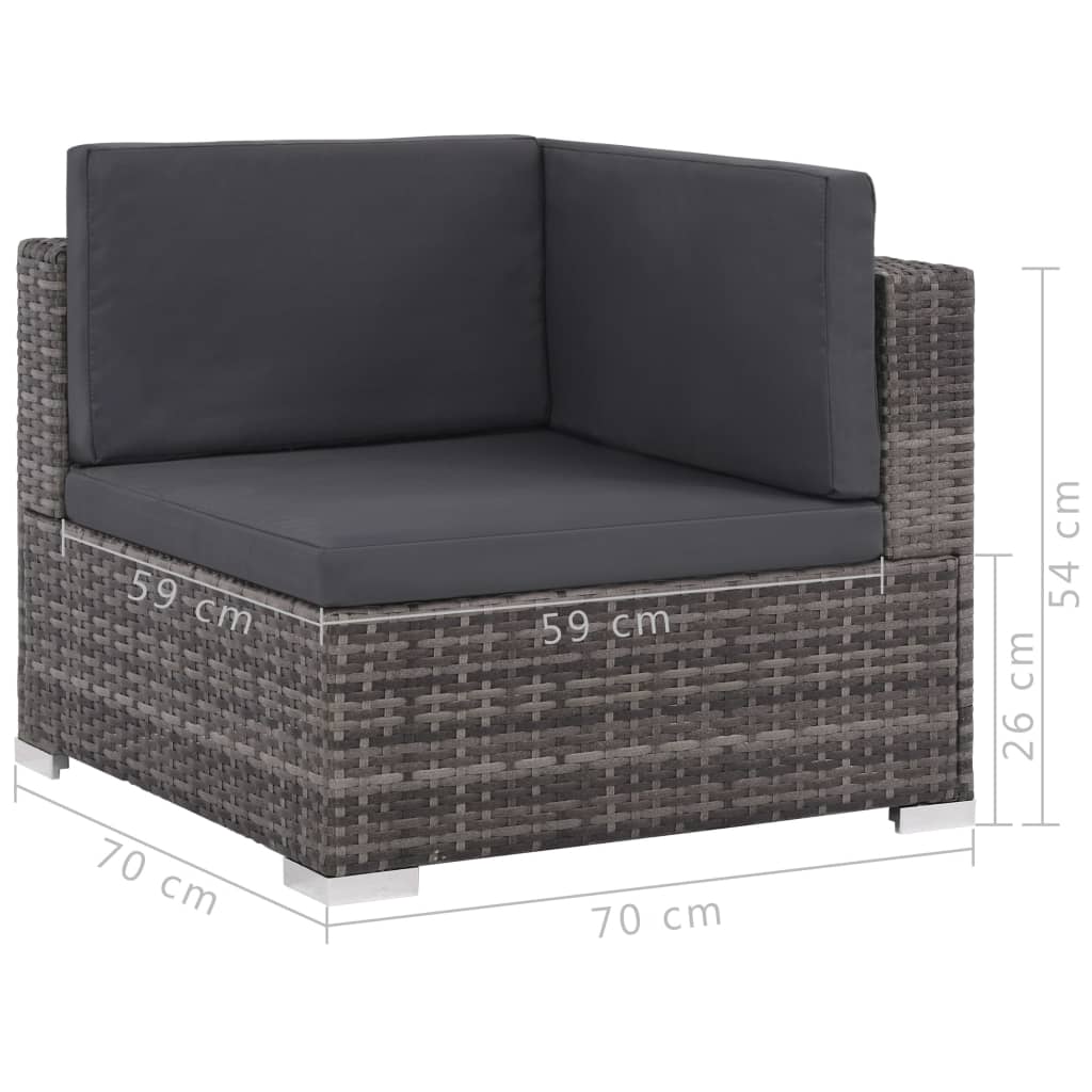 Set de muebles de jardín 6 pzas y cojines ratán sintético gris