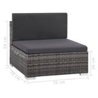 Set de muebles de jardín 6 pzas y cojines ratán sintético gris
