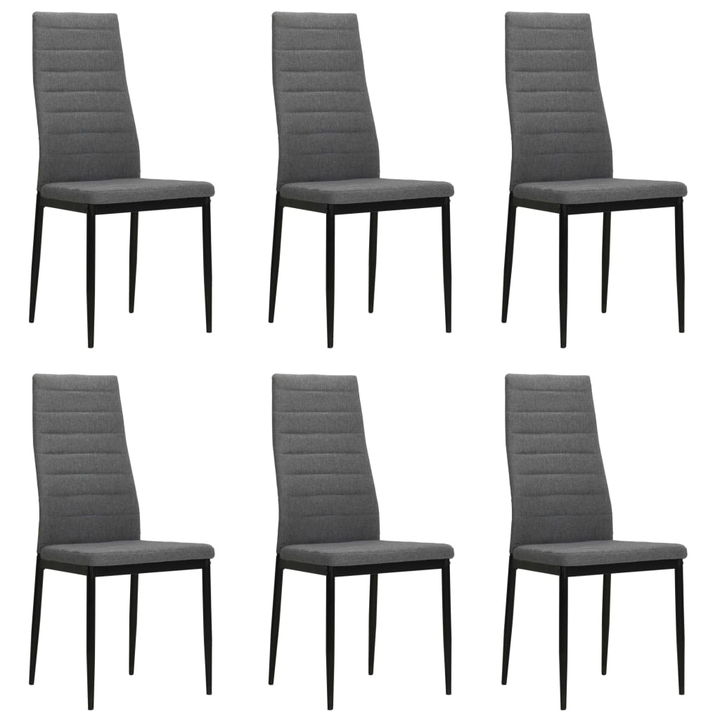 Cadeiras de sala de jantar 6 unidades de tecido cinza claro