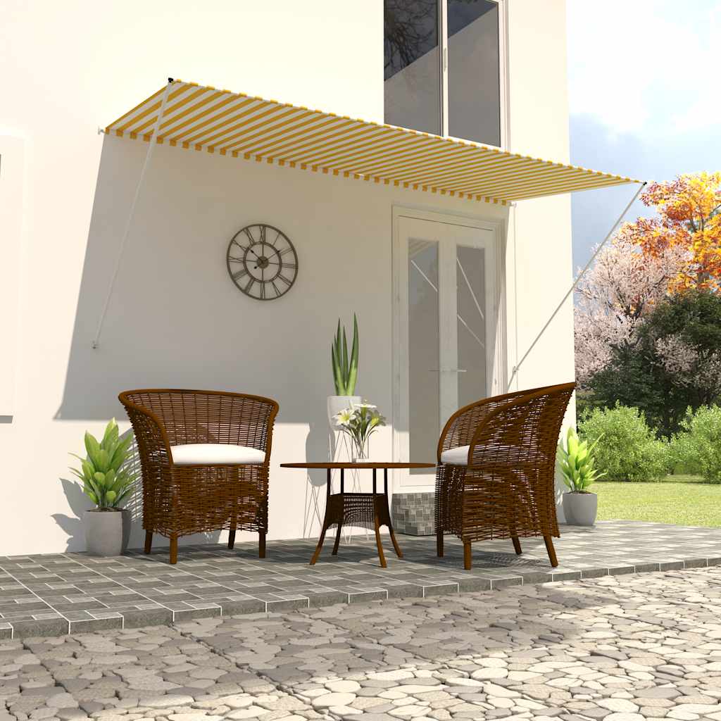 Toldo retráctil 150x150 cm amarillo y blanco