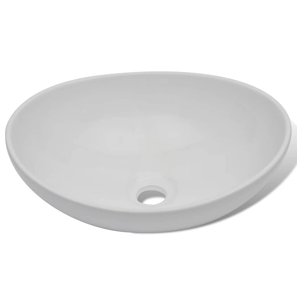 Lavabo de cerámica 40x33 cm ovalado blanco