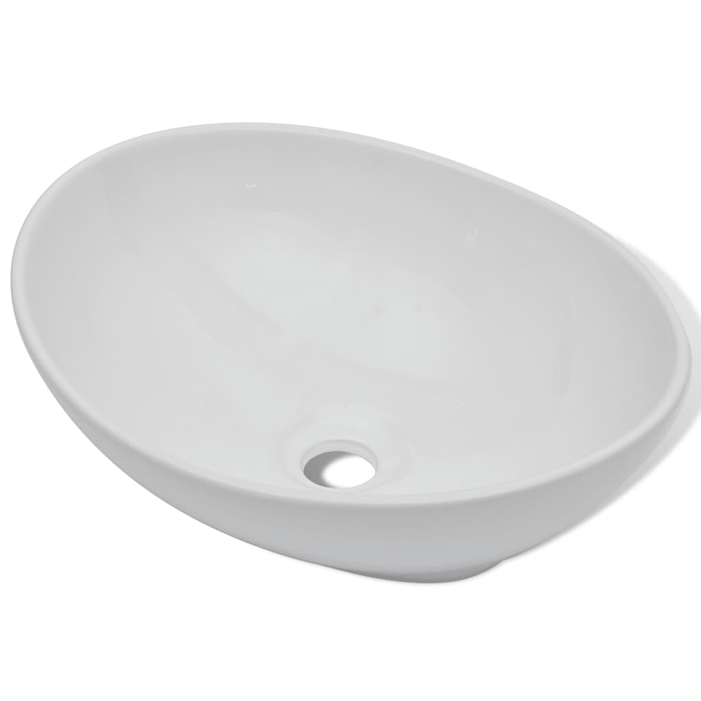 Lavabo de cerámica 40x33 cm ovalado blanco
