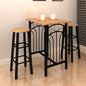 Conjunto de mesa e bancos de bar 3 peças madeira maciça e aço