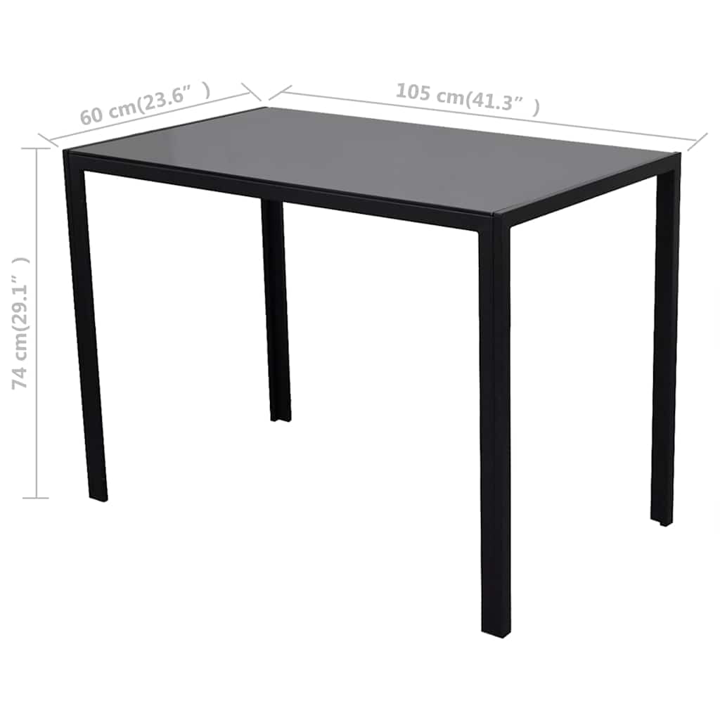 Juego de comedor 5 piezas cuero artificial negro