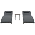 Set de muebles de jardín plegables 3 pzas ratán sintético gris