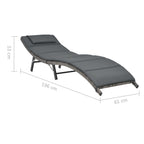 Set de muebles de jardín plegables 3 pzas ratán sintético gris