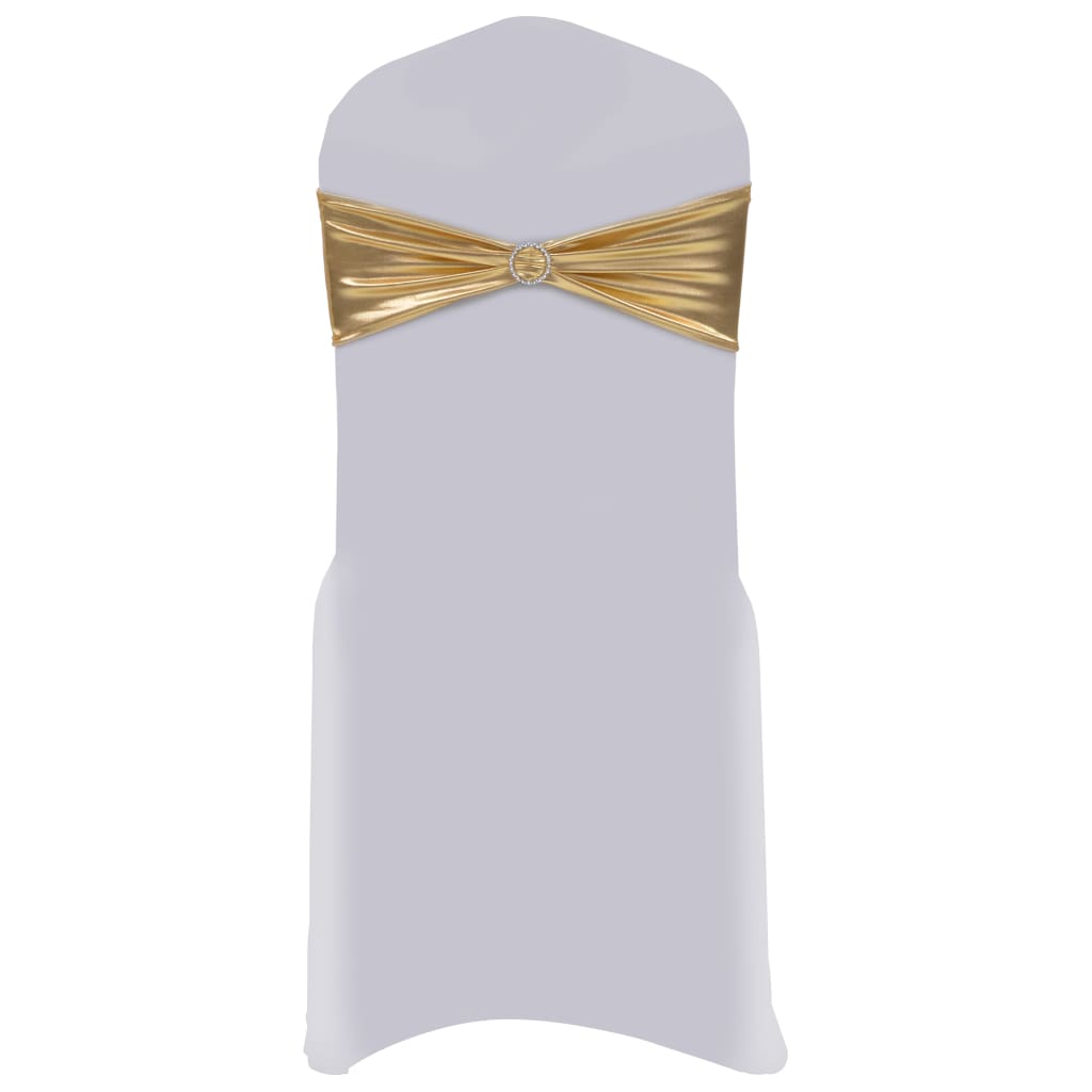 Lazo de silla elástico 25 uds con broche de diamante dorado