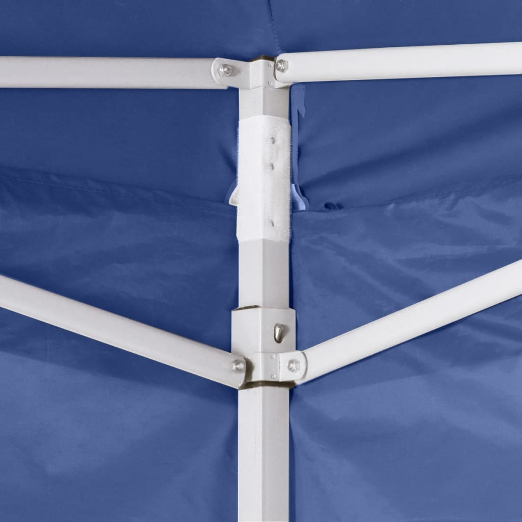 Cenador plegable con 2 paredes azul 3x3 m