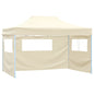Cream folding gazebo with 3 walls 3x4.5 m