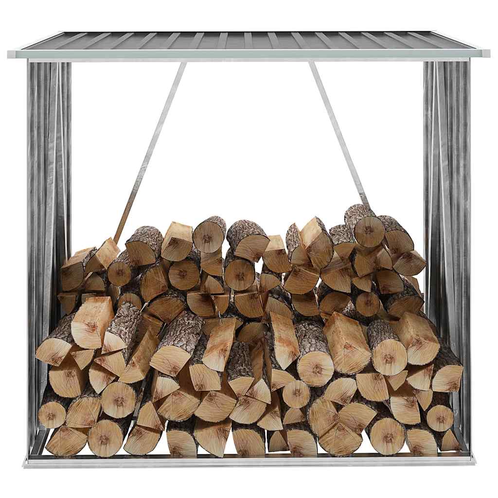 Abrigo de jardim para lenha aço galvanizado cinzento 172x91x154 cm
