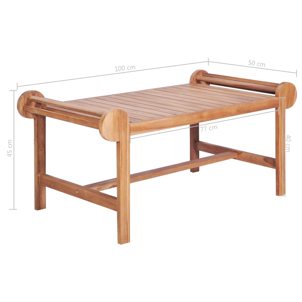Mesa de centro de teca maciza 100x50x45 cm