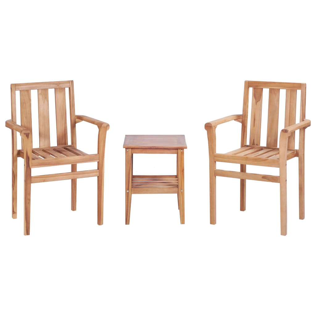 Juego de mesa y sillas de jardín 3 piezas madera de teca maciza