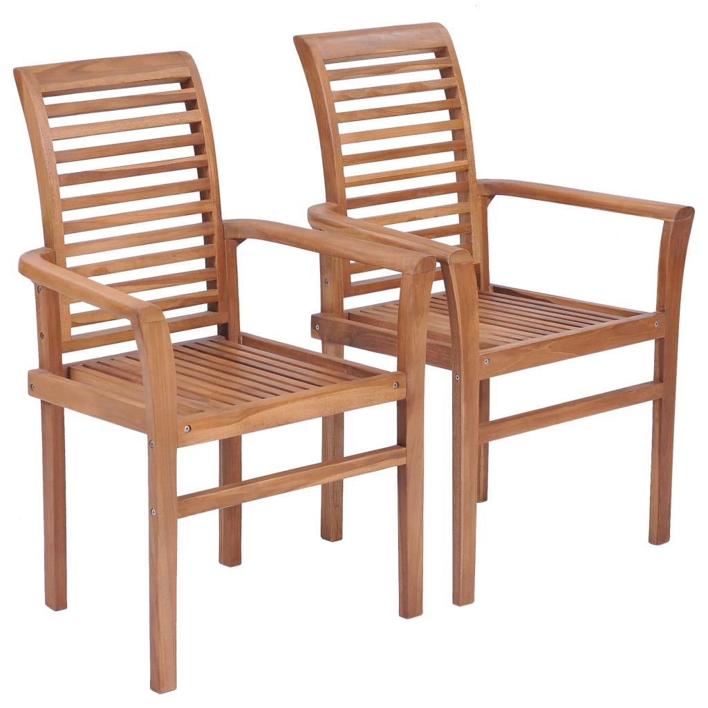 Sillas de comedor apilables 2 unidades teca maciza