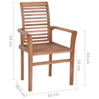 Sillas de comedor apilables 2 unidades teca maciza