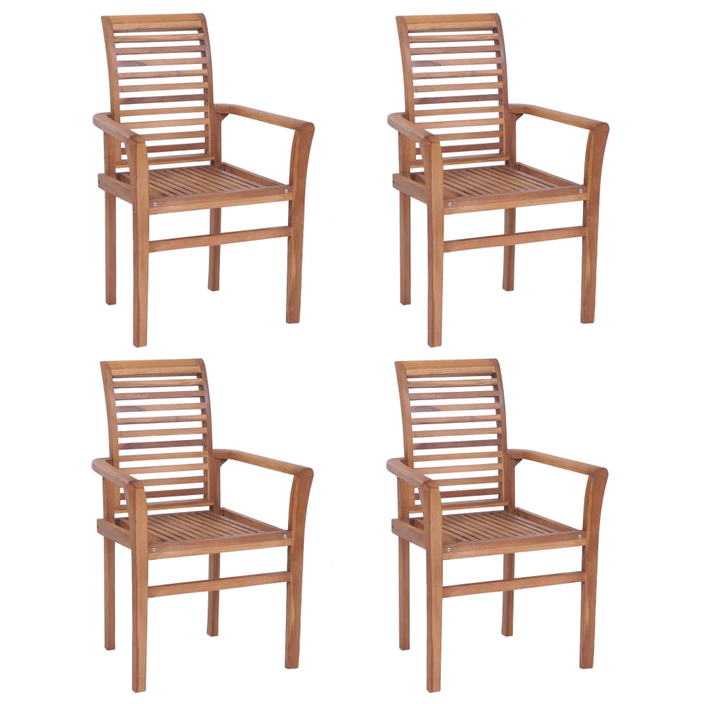 Stackable dining chairs 2 pcs solid teak