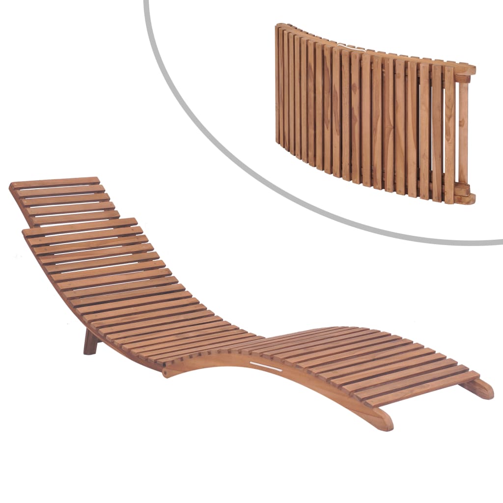 Tumbona plegable con ruedas teca maciza y textileno