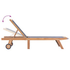 Tumbona plegable con ruedas teca maciza y textileno