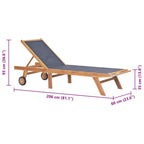 Tumbona plegable con ruedas teca maciza y textileno