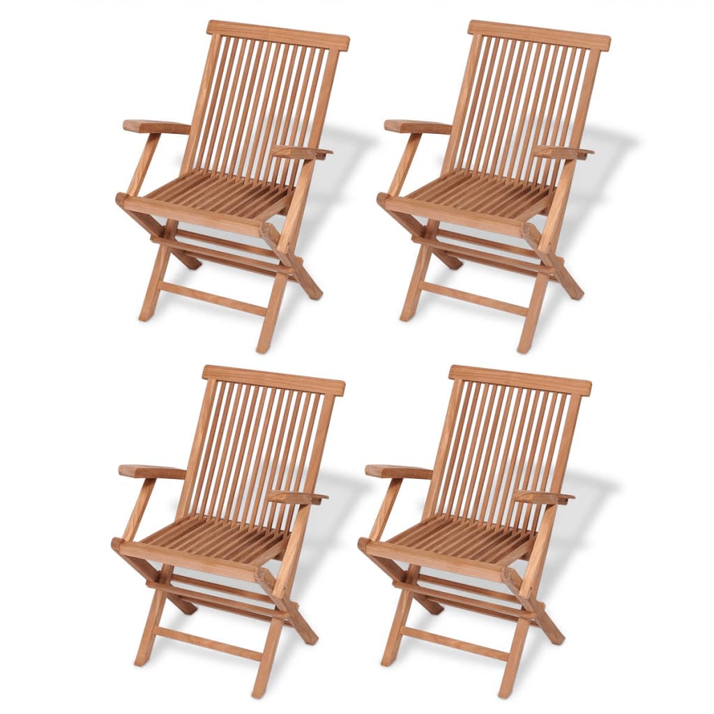 Conjunto de comedor de jardín 5 piezas madera maciza de teca