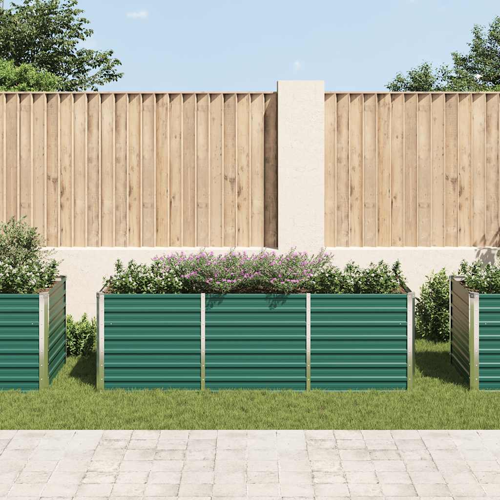 Arriate de jardín de acero galvanizado verde 240x80x77 cm