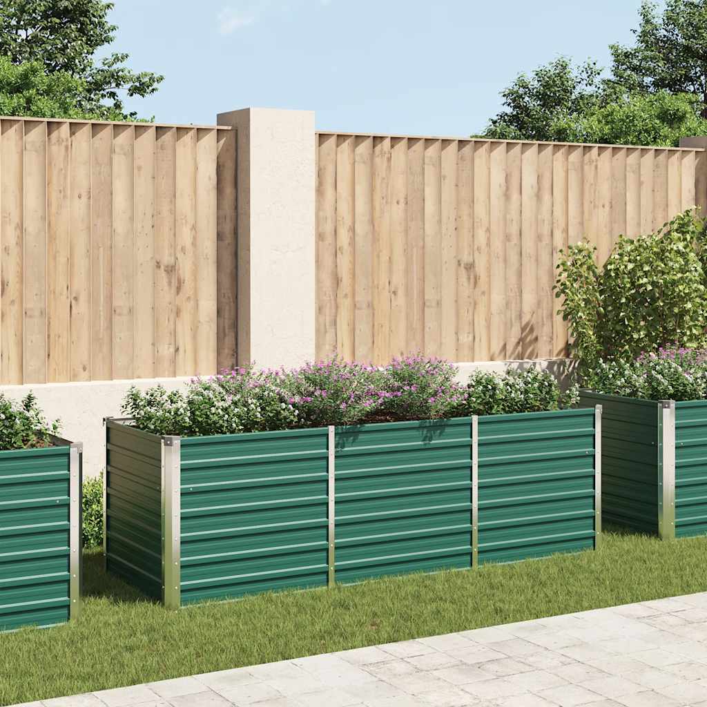 Arriate de jardín de acero galvanizado verde 240x80x77 cm