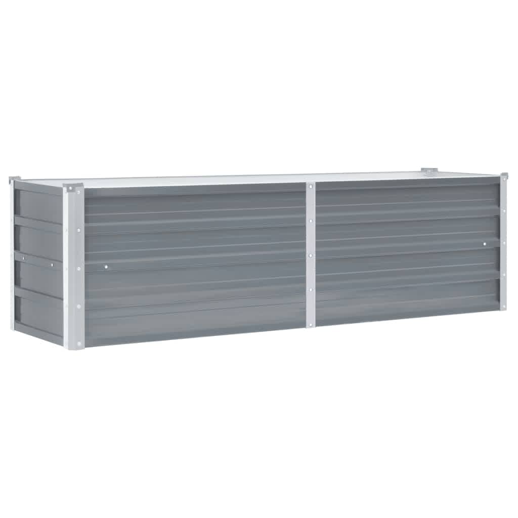 Arriate de jardín de acero galvanizado gris 160x40x45 cm