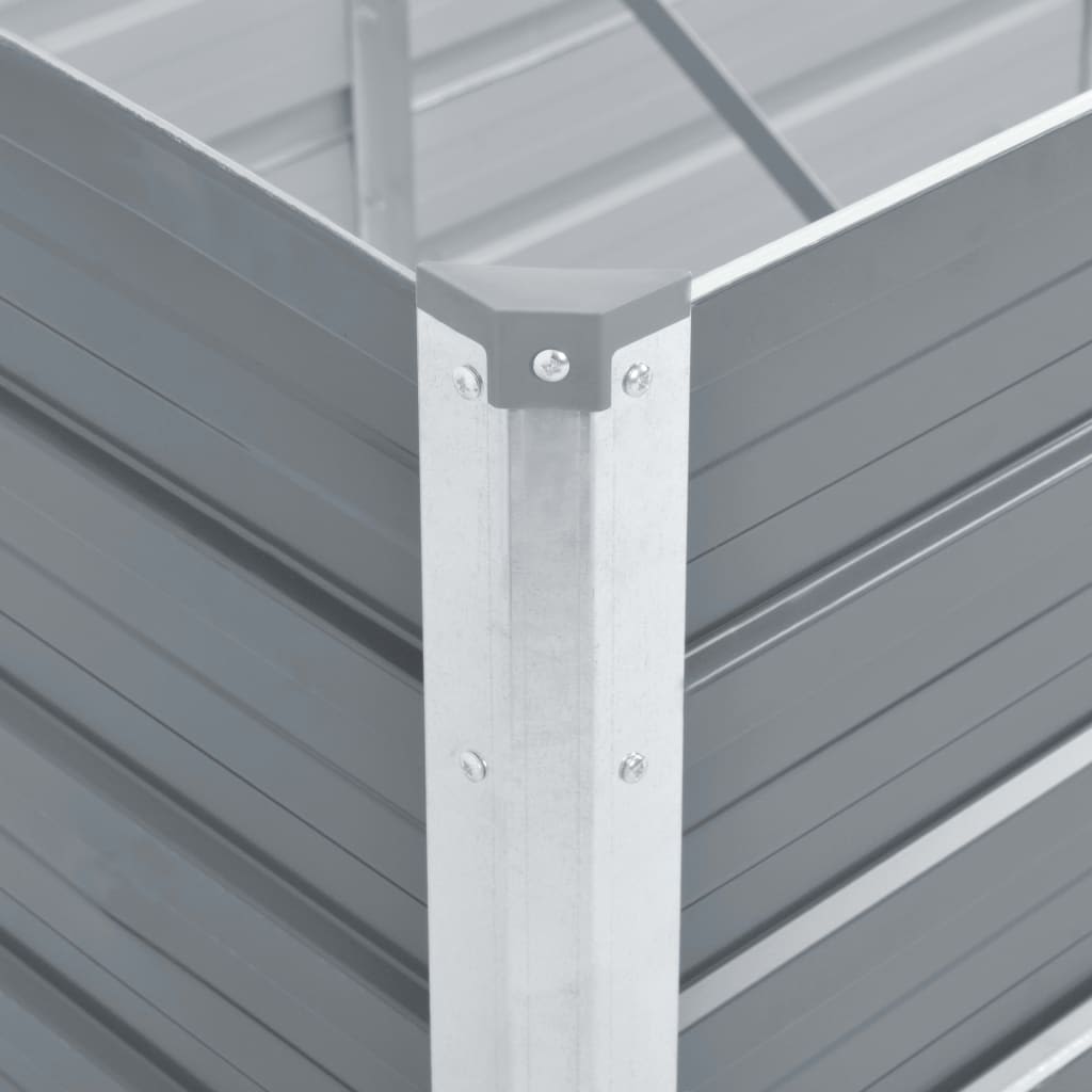 Arriate de jardín de acero galvanizado gris 160x40x45 cm