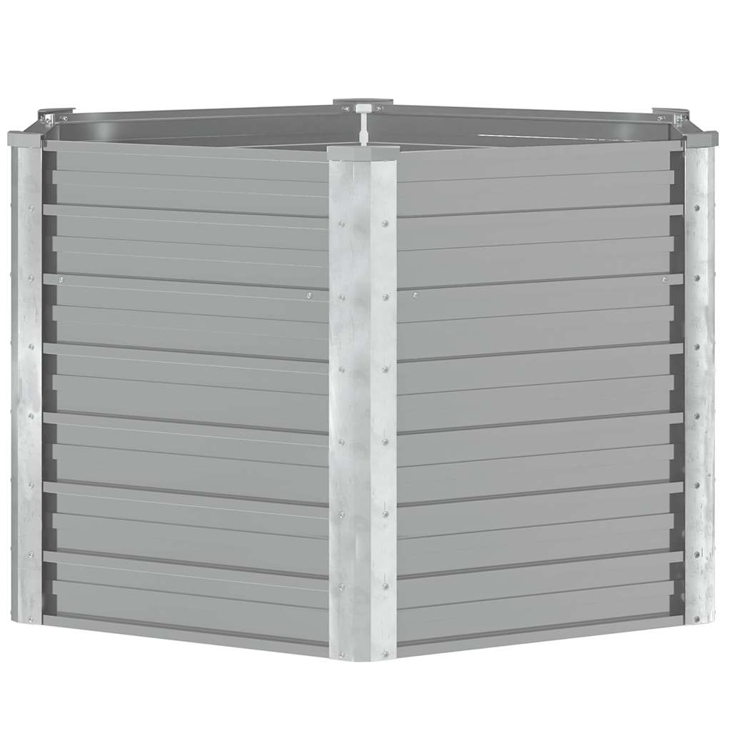 Arriate de jardín de acero galvanizado gris 129x129x77 cm
