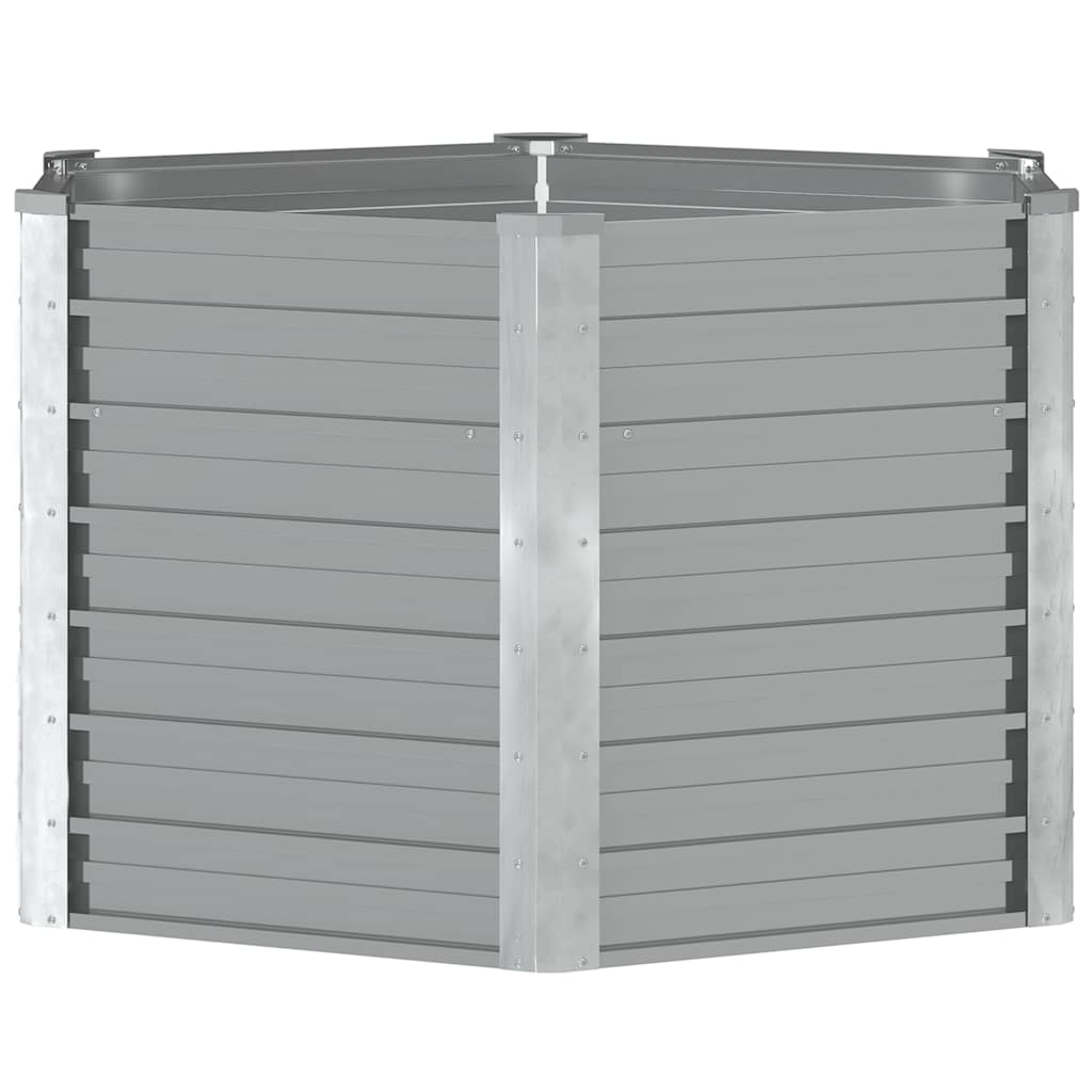 Arriate de jardín de acero galvanizado gris 129x129x77 cm