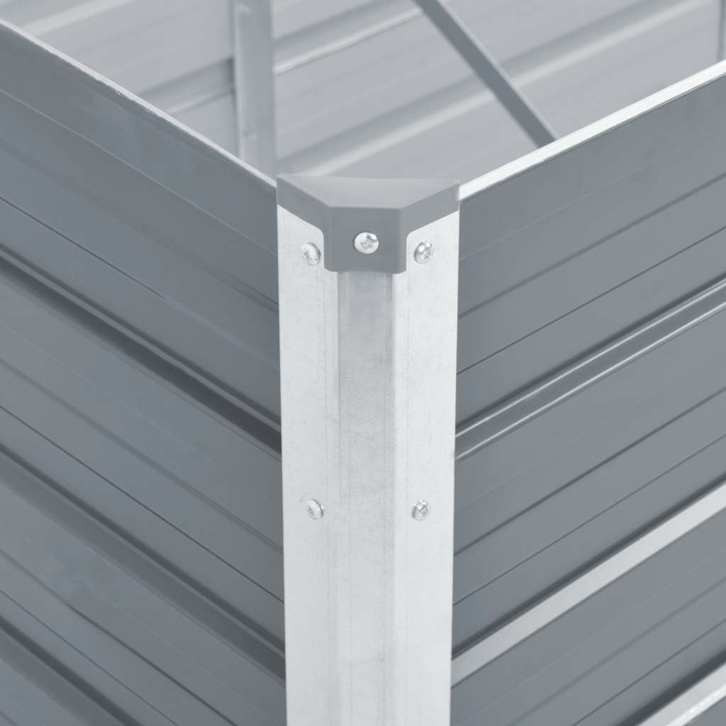 Arriate de jardín de acero galvanizado gris 129x129x77 cm