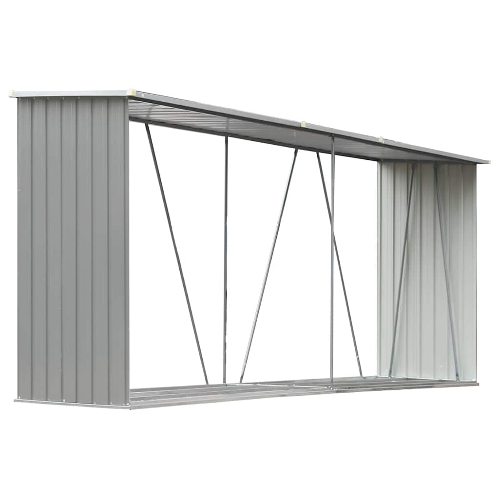 Casetilla para leña acero galvanizado gris 330x84x152 cm