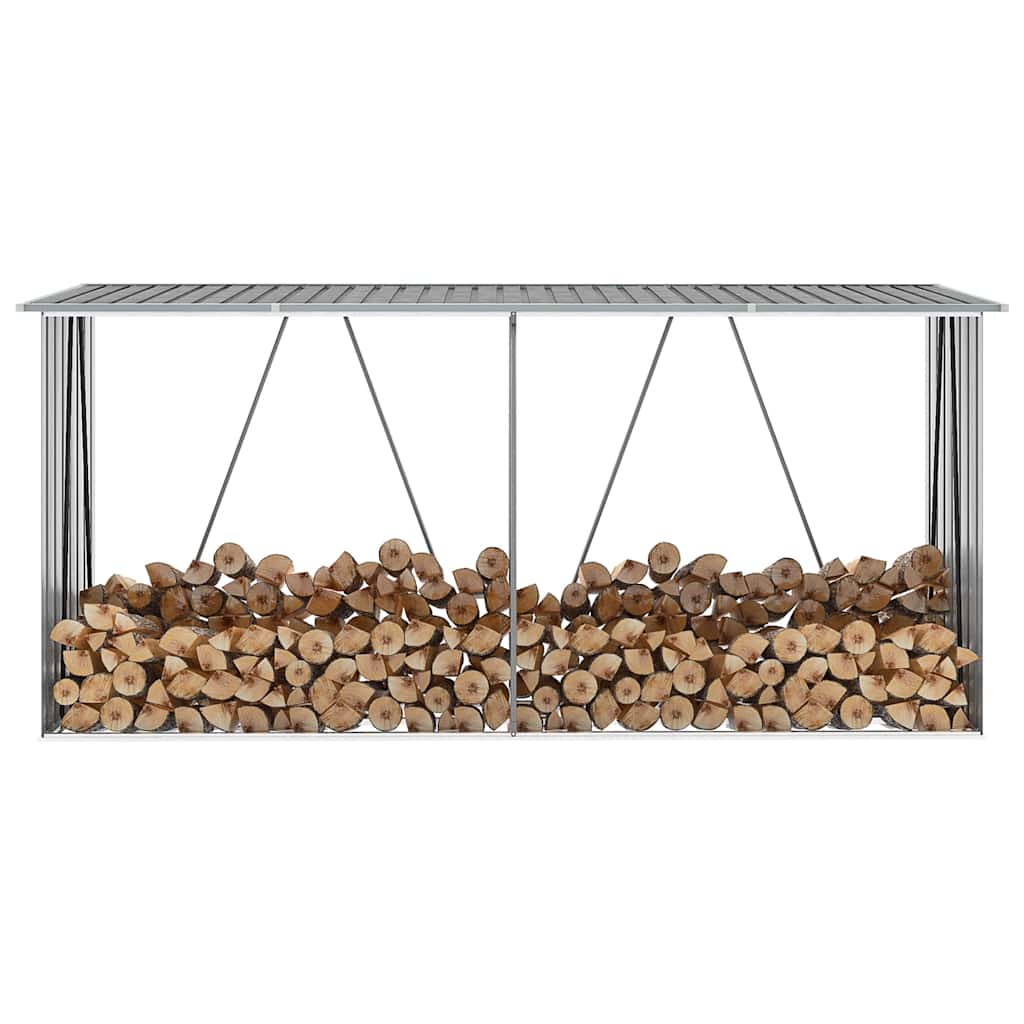 Casetilla para leña acero galvanizado gris 330x84x152 cm
