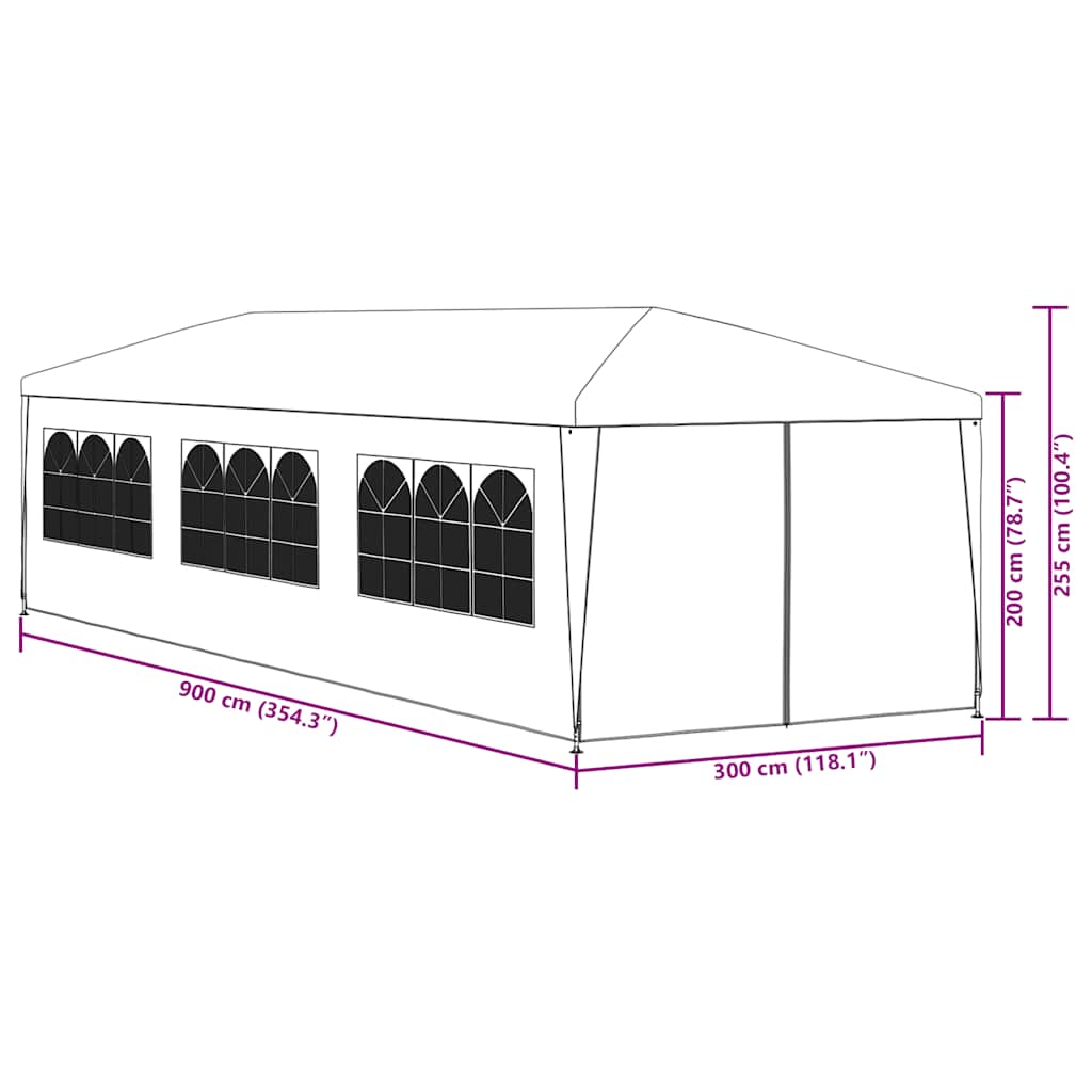 Carpa para fiestas gris antracita 3x9 m