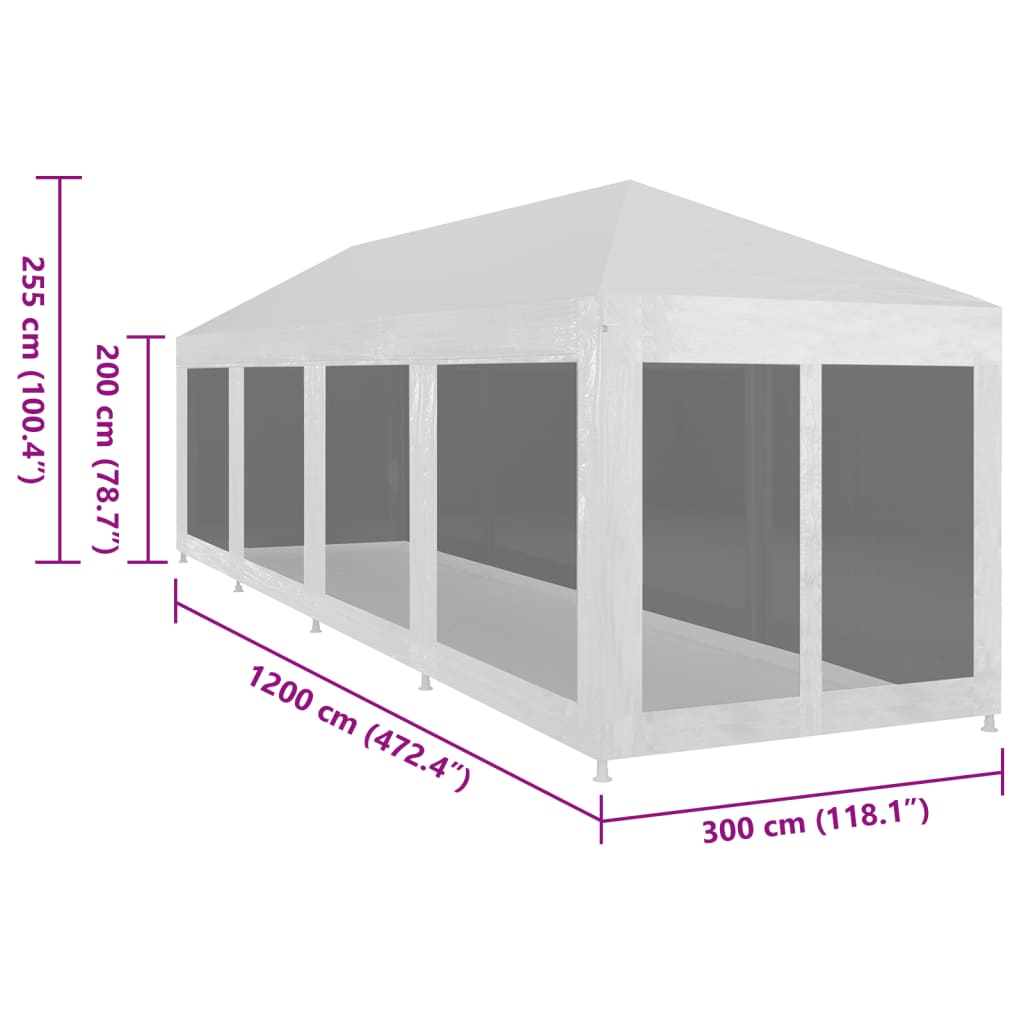 Carpa de celebraciones con 10 paredes de malla 12x3 m